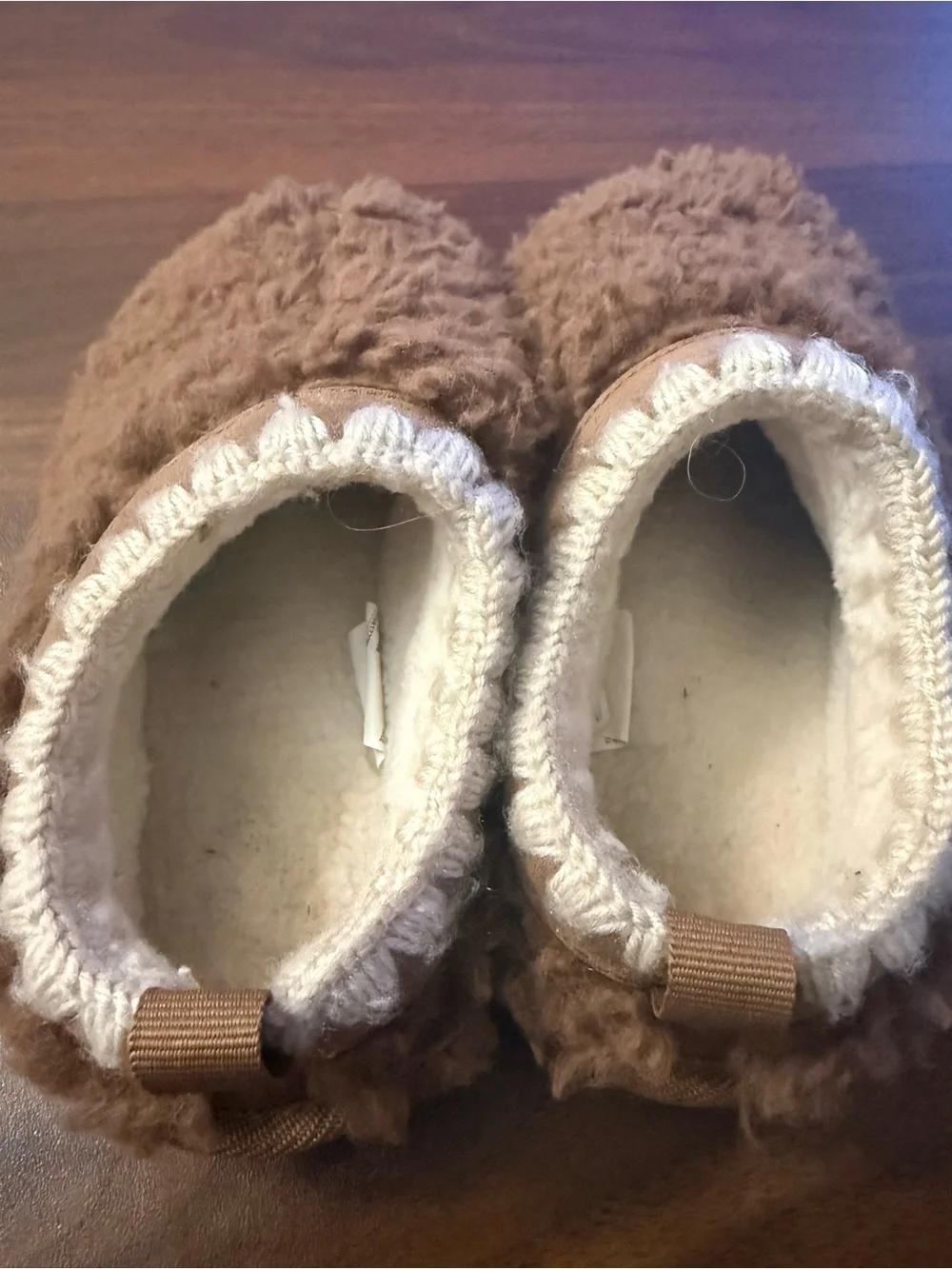 Cozy Brown Fuzzy Kids Slip ons